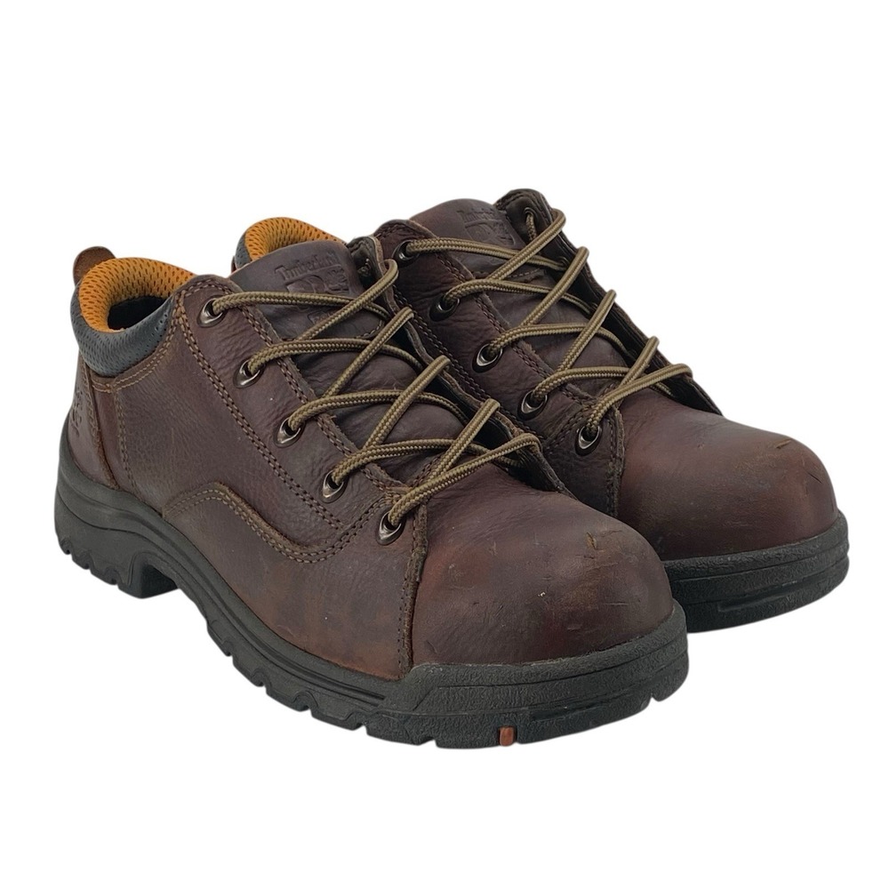Timberland Womens Size 11 M Pro Titan Oxford Brown Leather Safety Toe Low